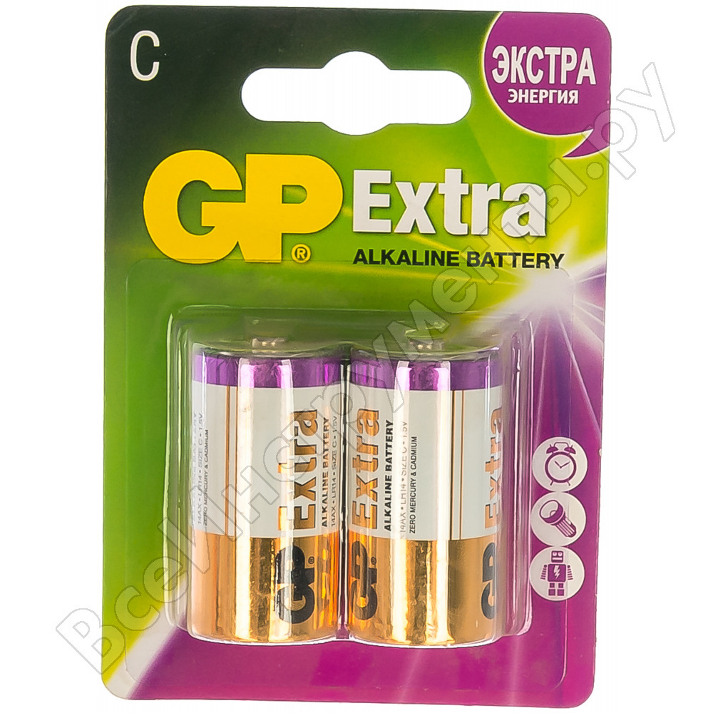 Sārma baterijas gp lr14 2 gab papildus sārma 14a 14ax-2cr2 extra