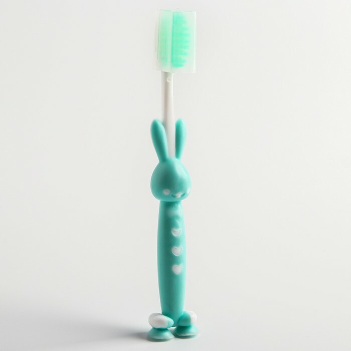 Cepillo de dientes para niños con ventosa, con capuchón protector, color MIX