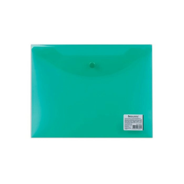 Borítékmappa gombon A5 150 mikron BRAUBERG, átlátszó zöld 224025