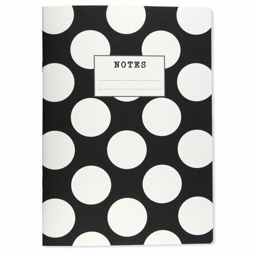 Notitieboekje # en # quot; Monochroom Witte Polka # en # quot;, 32 vellen, gelinieerd, 17 x 24 cm