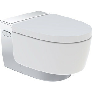 Shower toilet wall-hung Geberit AquaClean Mera Classic Rimfree, with lift seat, chrome panel design (146.204.21.1)