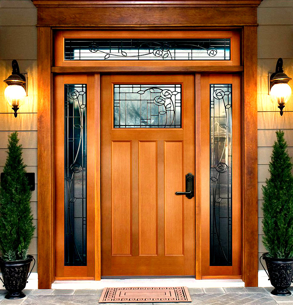 wooden entrance door made of beech
