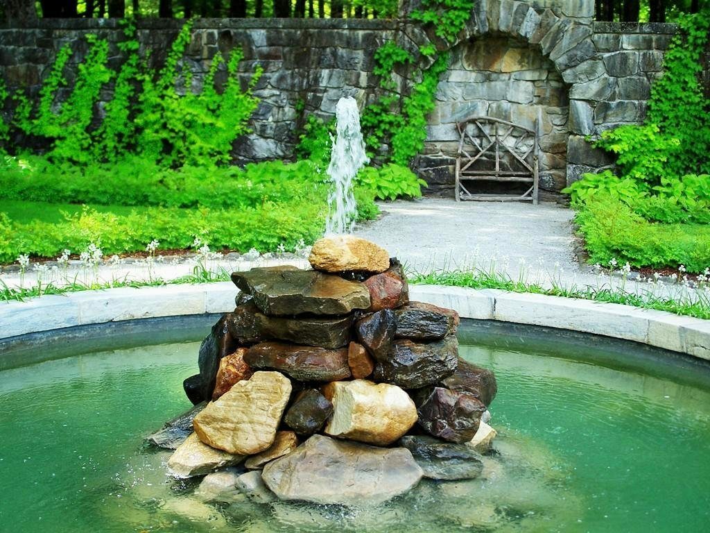Fountain of stones in the garden