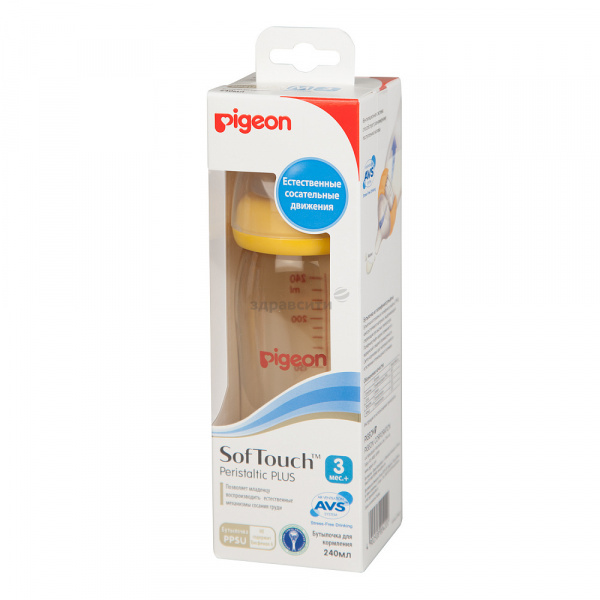 Feeding bottle Pigeon (Pigeon) SofTouch Peristalsis plus 240 ml PPSU
