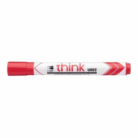 Beyaz tahta kalemi Deli EU00240 Eğimli yazı düşünün pabuç 2-5mm kırmızı 10 adet / kutu