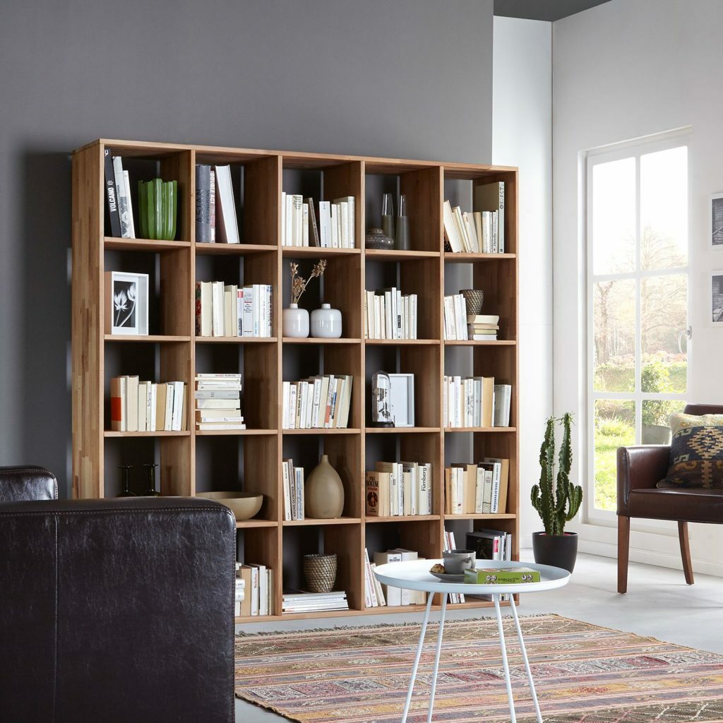 Talne police za knjige v notranjosti dnevne sobe
