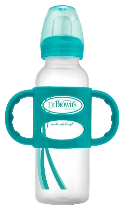 Botella para beber de cuello estrecho Dr. Opciones de Brown, Con Asas, 250 ml, Turquesa