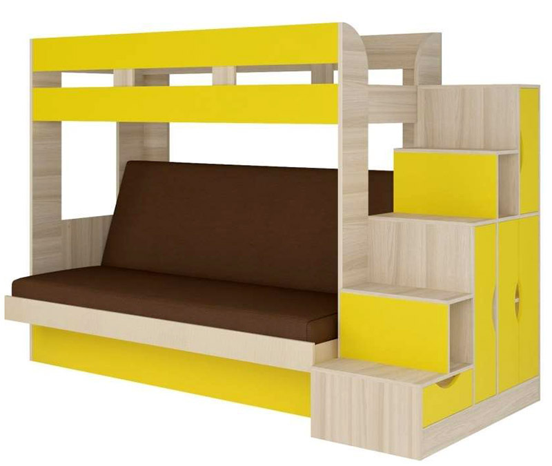Loft ágy kanapéval: modern modellek, ötletek és rajzok