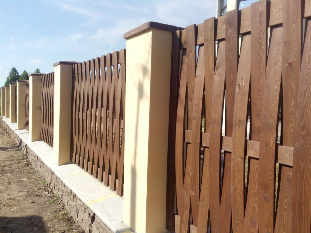 Wicker fence made of thin picket fence