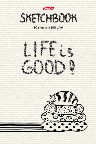 Caderno de negócios, 80l., A6 SketchBook Life is Good! sem regra, capa dura