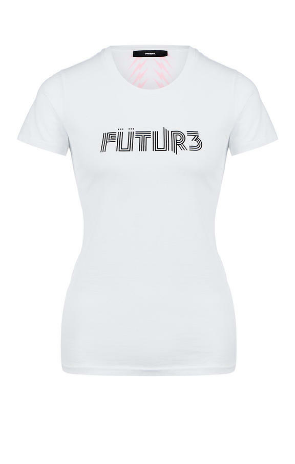T-Shirt für Damen DIESEL 00SM86 0NAVQ 100 weiß / schwarz / pink XS