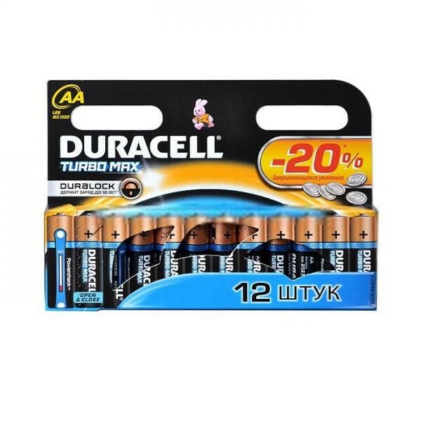Alkaline batterij Duracell Turbo Max AA Bl-2 Bl-12, 12 stuks