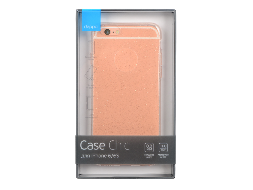 Cover-escut for Apple iPhone 6 / 6S Deppa Chic Case 85296 Pink clip-case, polyurethane
