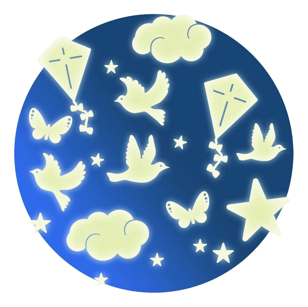 Dekorativ klistermärke för barnrum Djeco Birds ljus i mörkret
