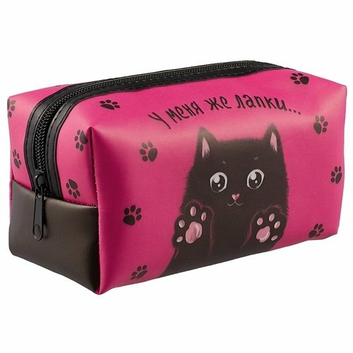 Cosmetic bag with zipper I have paws (black cat) (16x8) (PVC box) (12-11835-cat)