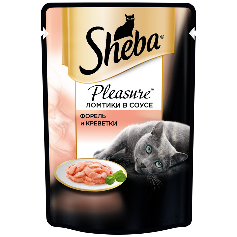 Sheba Pleasure cibo per gatti con trota e gamberi, 85g