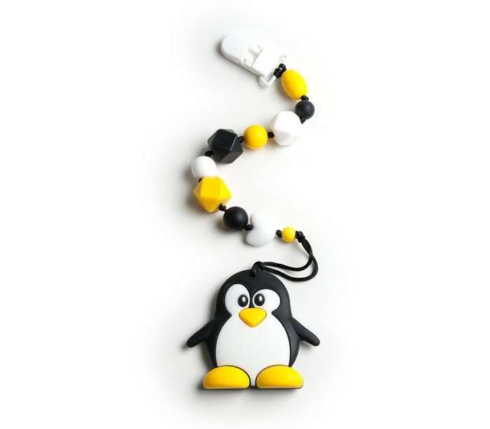 Bijtring MamSi Bijtring Pinguïn op houder met clip