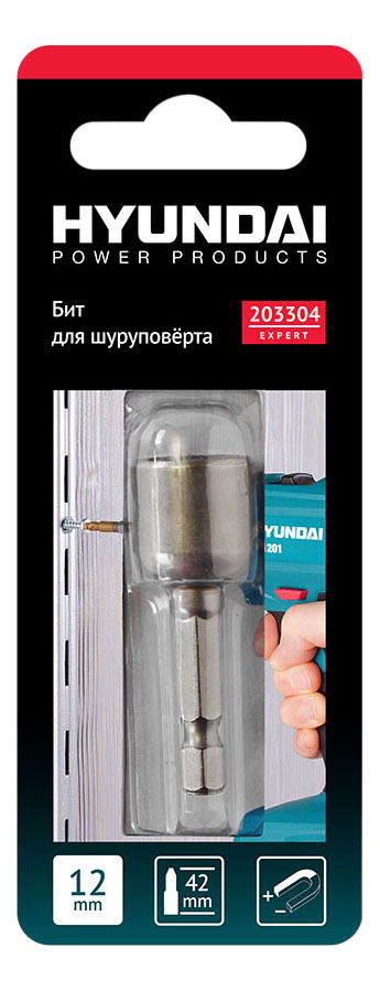 Broca magnética para chave sextavada Hyundai 12x42mm (25/500) 203304