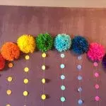 Pompons aus Designer Servietten Regenbogen