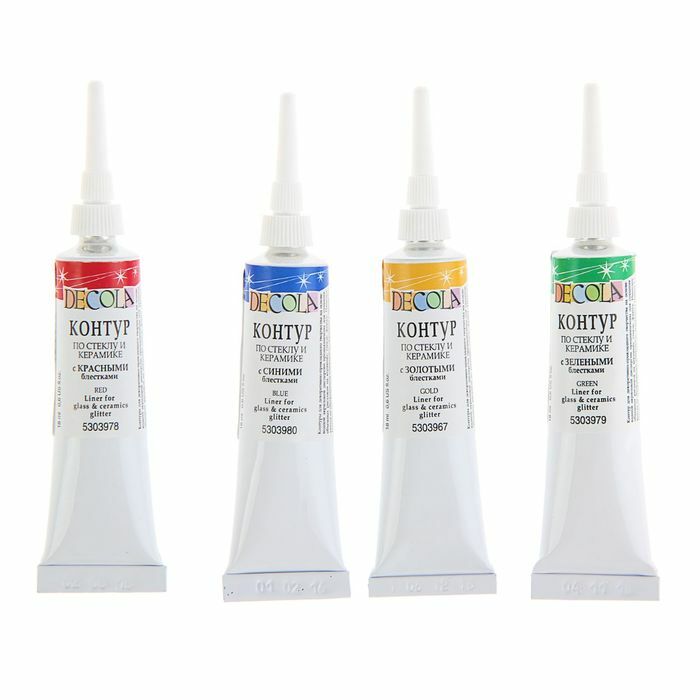 Muoto lasille ja keramiikalle akryyli Glitter setti 4 väriä x 18 ml ZHK Decola glitterillä 5341408