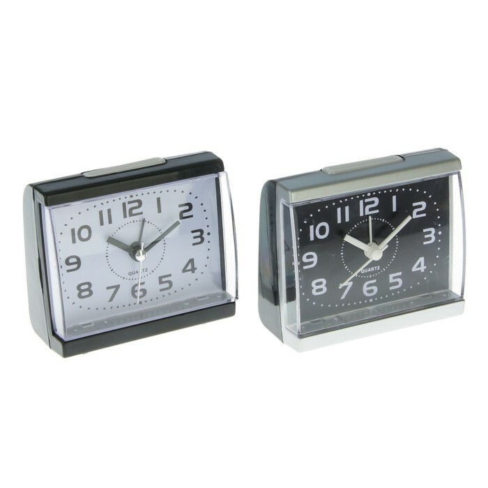 Alarm clock square, backlit, mix, black dial with dots 4 * 8.5 * 8cm