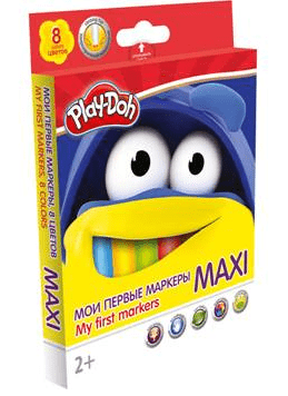 Markers, 8 colors, Play Doh MAXI Academy of Groups 16.4 * 12.8 * 1.5cm, with safety tip PDEB-US1-5