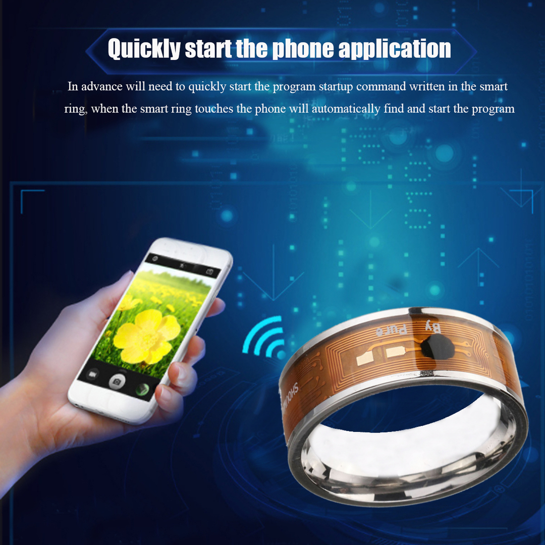 Zilveren NTAG213 NFC Tag Finger Ring Multifunctionele Intelligente Titanium Stalen Ring Smart Wear Vinger Digitale Ringen voor Mannen Vrouwen