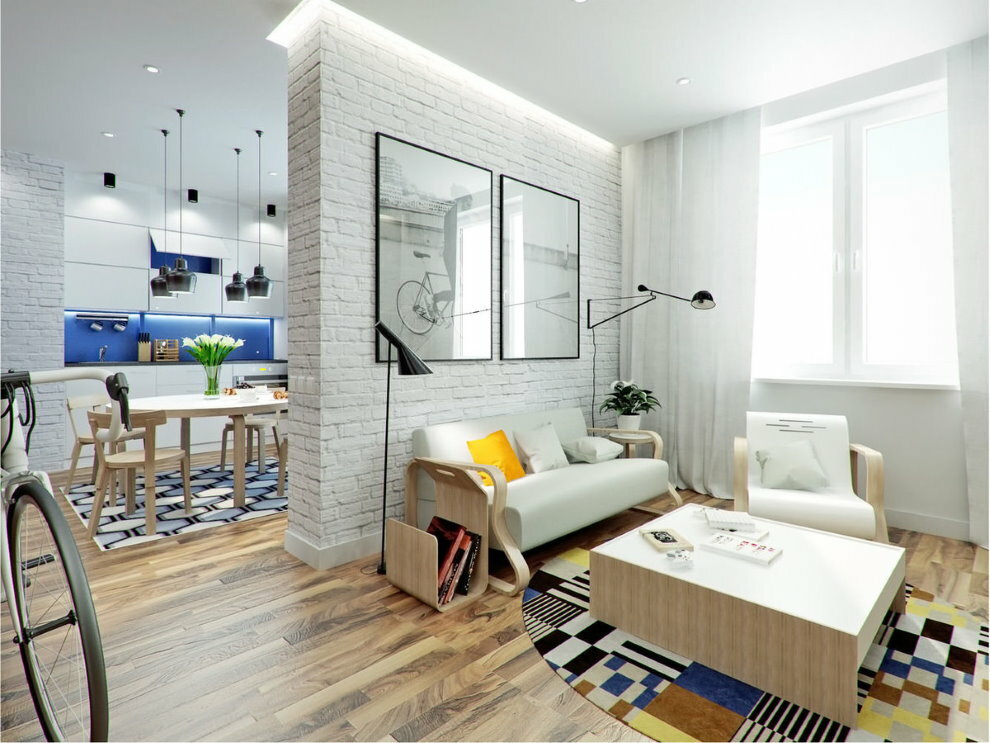 Single room design in Scandinavian style