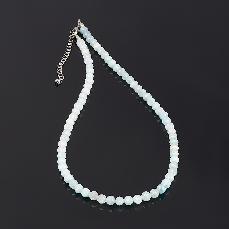 Perles aigue-marine (chir. Acier) taille 6 mm 44 cm (+7 cm)