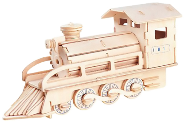 Præfabrikeret træmodel lokomotiv i træ