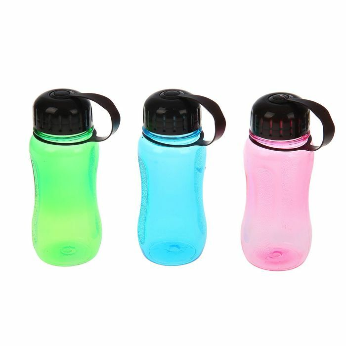 Compact sports water bottle, 400 ml, mix