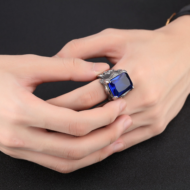 E-commerce Źródło pochodzenia Europa i Ameryka Dominujący zestaw męski ze stali tytanowej Rubinowy pierścionek Biżuteria