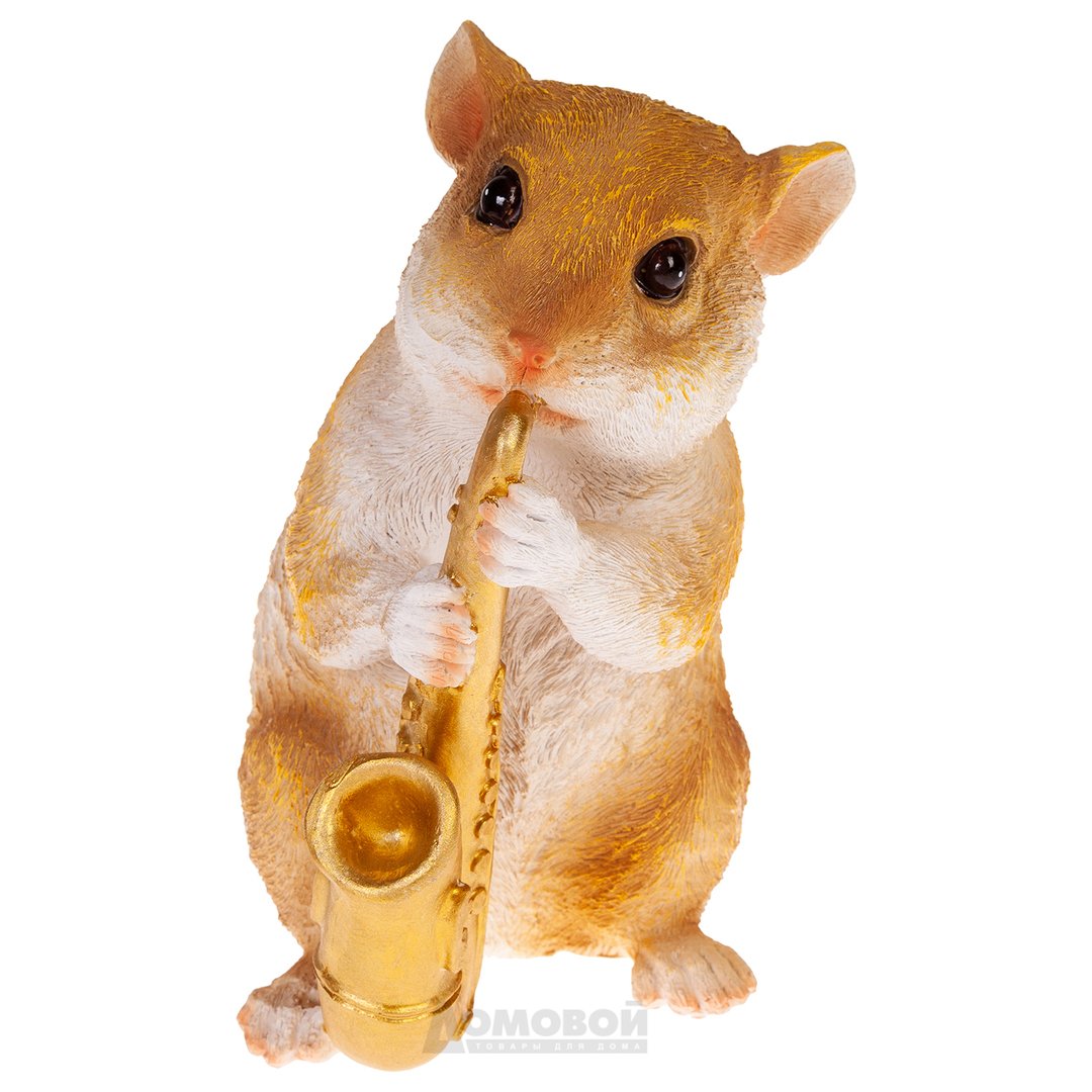 Trädgårdsfigur HEMDEKOR Hamster med saxofon, polyresin, 15 * 12 * 21 cm