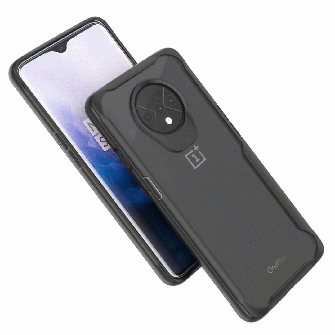 Til OnePlus 7T -etui Bakeey Armor Stødsikker Akryl Transparent Blødt TPU Beskyttende kofanger Edge Cover