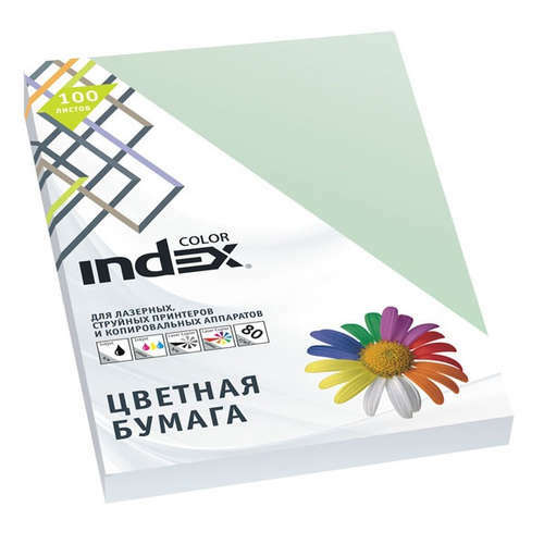 Papir, farget, kontor, indeksfarge 80gr, A4, lysegrønn (61), 100l