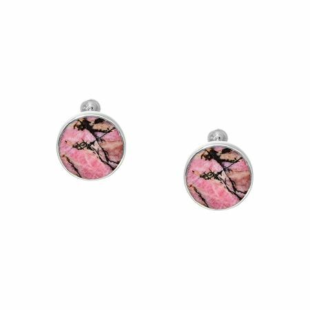 Moonswoon Rhodonite Silver Studs, uit de Planets Moonswoon-collectie
