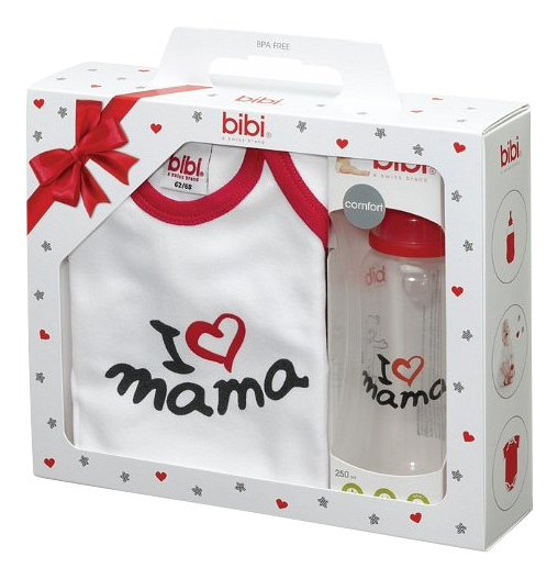Estuche de regalo bibi Body + biberón I love Mama 250 ml