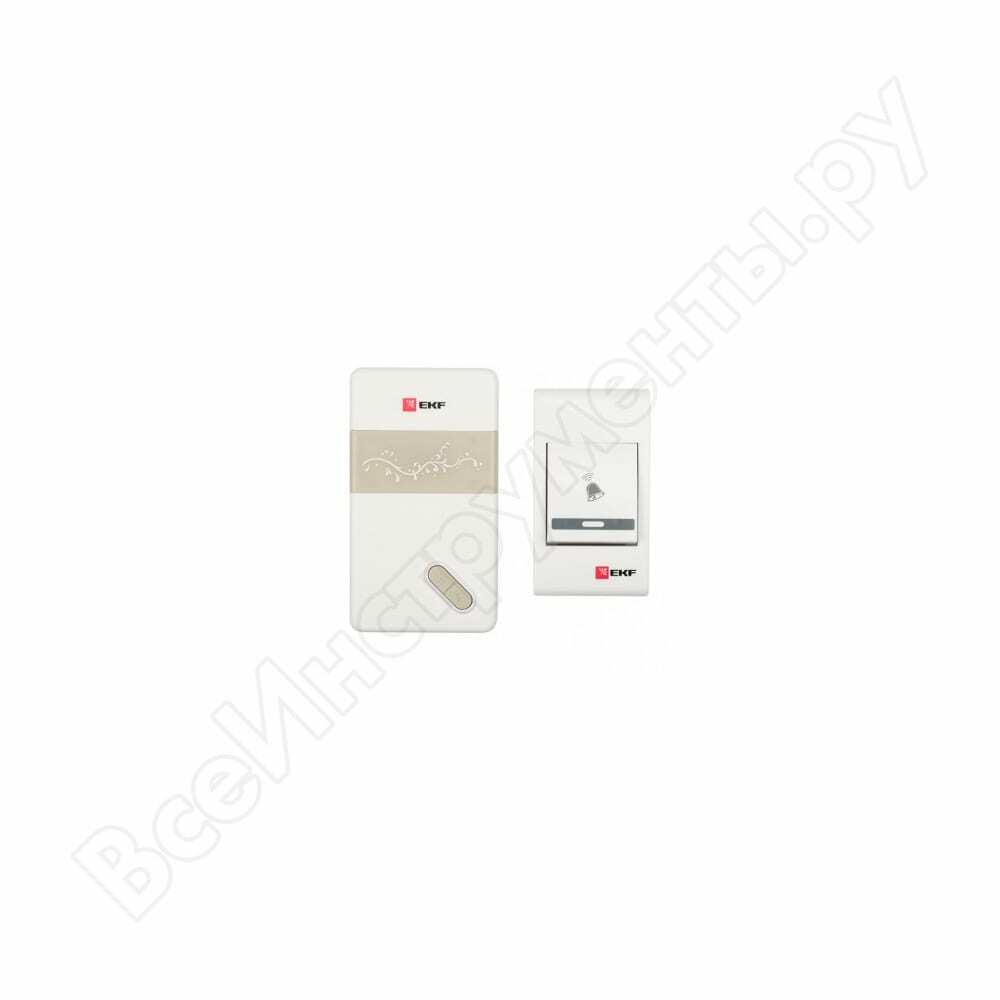 Wireless bell on batteries ekf white-gray with indication 3x1.5v aaa distance 80m ba 3976257