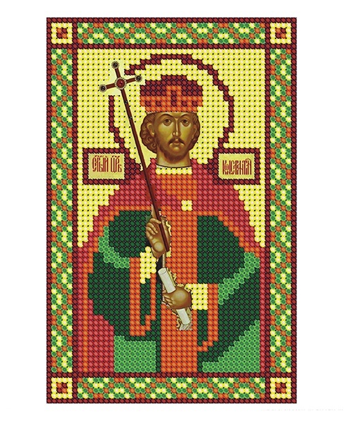 Tekening op de stof kralen Nitex art.9045 Heilige Gelijk-aan-de-Apostelen Tsaar Constantijn 15x21 cm