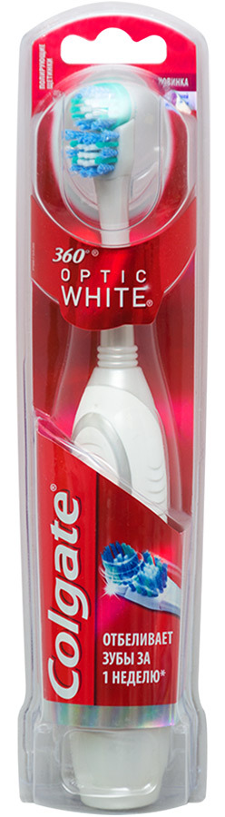 Colgate 360 ​​Optic witte elektrische tandenborstel werkt op batterijen, medium hard