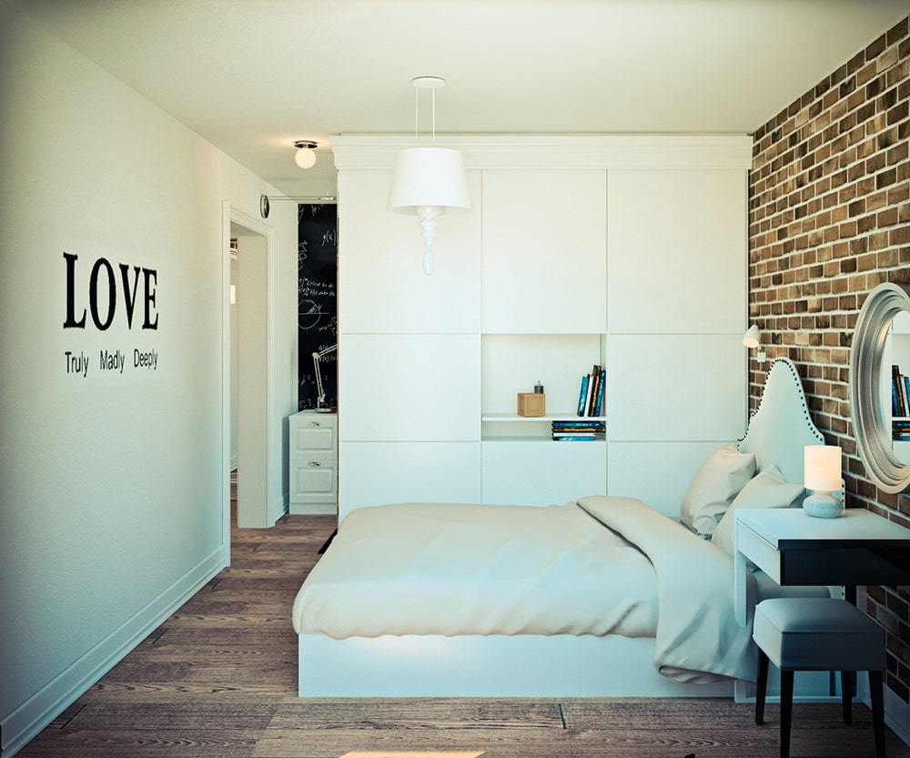 Schlafzimmer in einem Studio-Apartment
