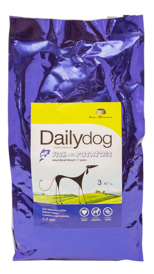 Sausā barība suņiem Dailydog Adult Small Breed, mazām šķirnēm, zivīm un kartupeļiem, 3kg