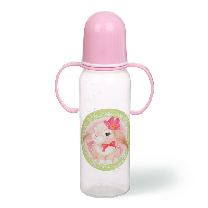 Maitinimo buteliukas „Bunny“ su rankenėlėmis, 250 ml, nuo 0 mėnesių, rožinis