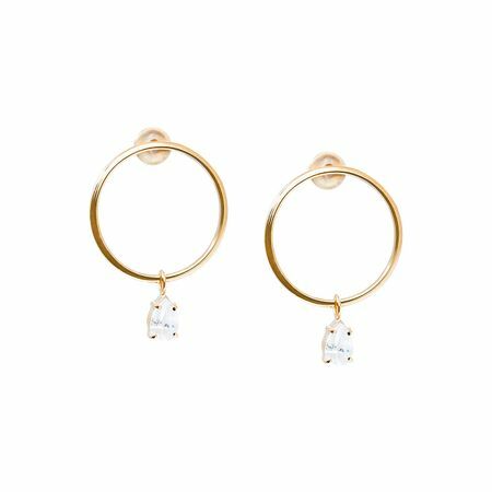 Moonswoon Moonswoon Gold Plated Circle Earrings with Moving Crystal Drops