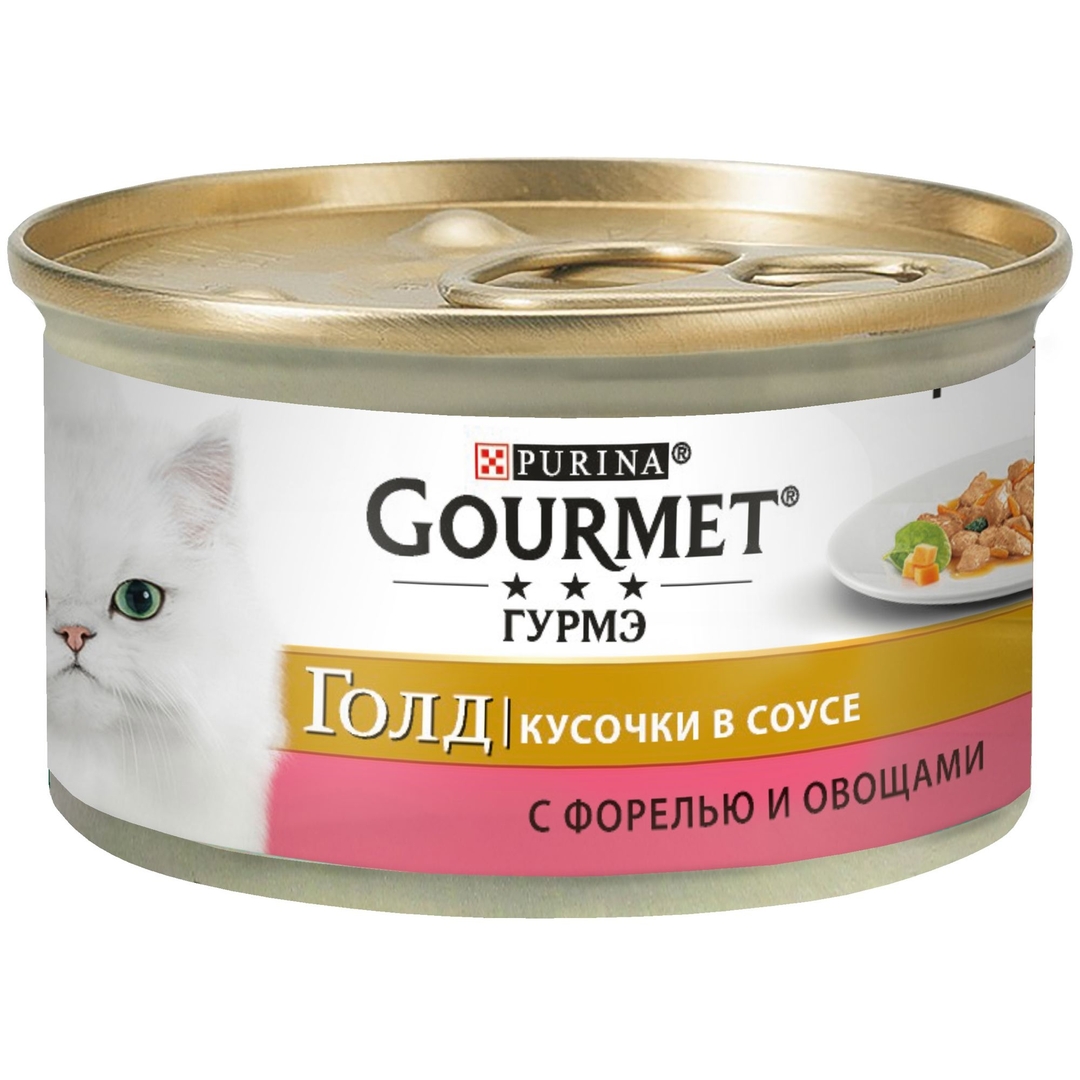 Purina Gourmet Gold krmivo pre mačky, pstruhy a zeleninu, plechovky, 85 g 12109500