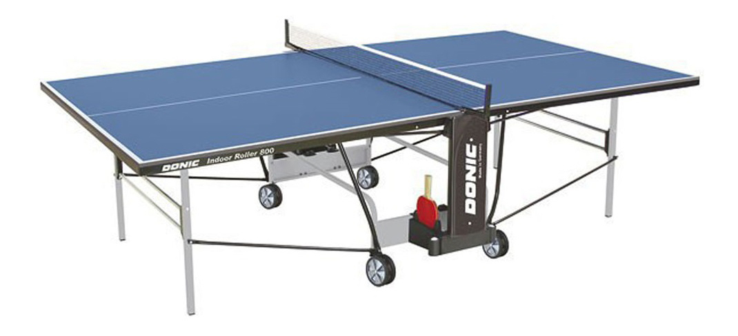 שולחן טניס דוניק רולר מקורה 800 כחול, עם רשת