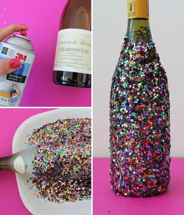 Paint bottles of champagne for the holiday