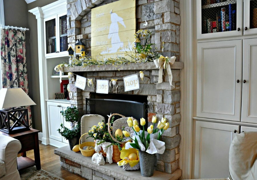 Making a decorative fireplace in spring style