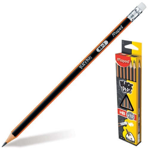 Čierna olovená ceruzka, Maped / 2апед 2В s gumou