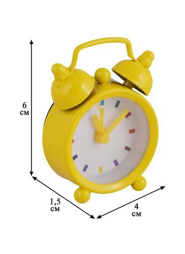 Mini väckarklocka med färgade prickar (4 cm) (metall) (PVC-låda) (12-18499-6012)